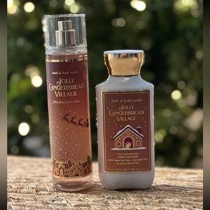 ☕️🌲NEW Bath & Body Works Jolly Gingerbread Village Fragrance Spray & Lotion Set